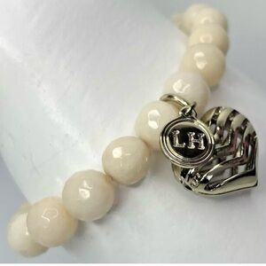 PartyLite Essence of Life Bracelet Cream/Gold Heart Charm